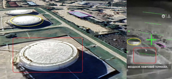 Два резервуара с топливом на нефтеналивном терминале