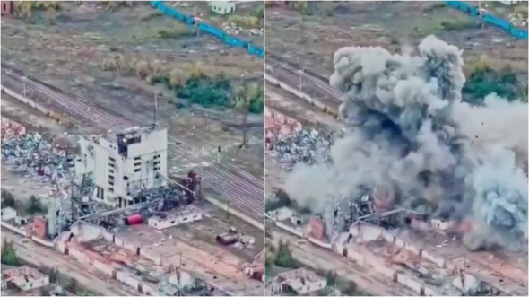 Пункт управління дронами окупанти розмістили у будівлі біля залізничної колії міста Вовчанськ