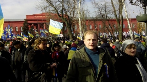 Олег Зонтов на мітингу, початок Євромайдану