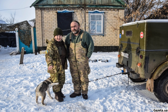 Лариса Когут с Зурабом Чихелидзе, заместителем командира Грузинского Национального легиона