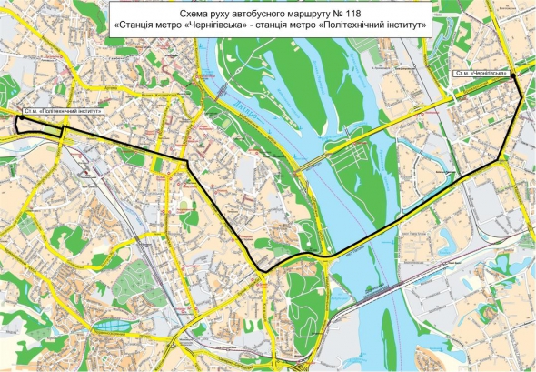 схема автобусного маршруту № 118