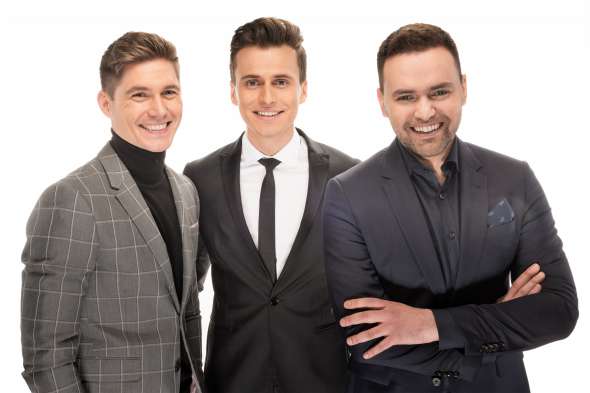 Ведущие Евровидения (слева направо) Владимир Остапчук, Александр Скичко и Тимур Мирошниченко