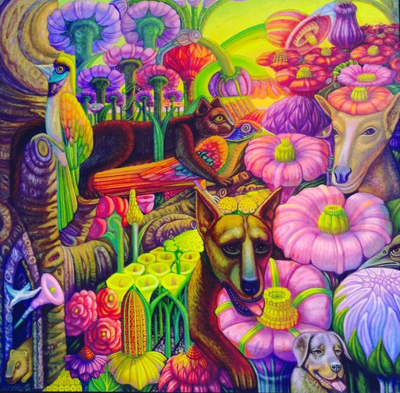 Картину ”Утримайте запах квітів” криворізький художник Євген Лещенко намалював 2006 року під впливом наївного мистецтва