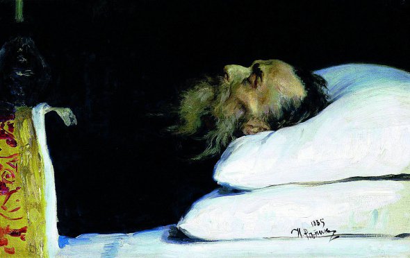 Ілля Рєпін. Історик Микола Костомаров у гробі, 1885 рік