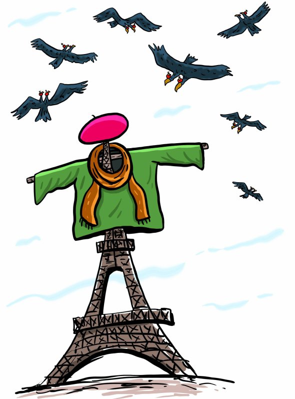 перед виборами еммануель макрон казав, що путінська росія – загроза для європейської безпеки. Художник дмитро скаженик бачить це так