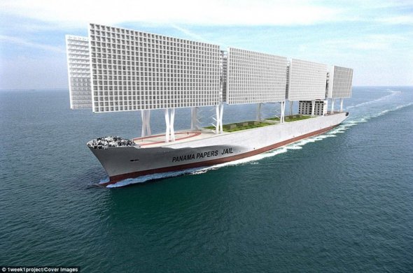 Архитекторы из Франции создали концепт уникального гигантского корабля-тюрьмы для тысяч преступников, причастных к скандалу с "Панамским архивом"