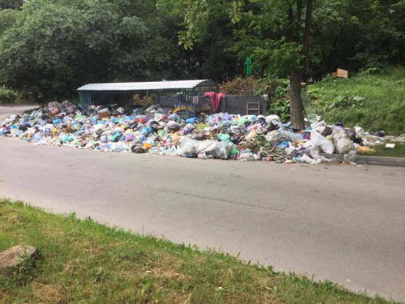 Переполненный мусорный площадка на Дунайской