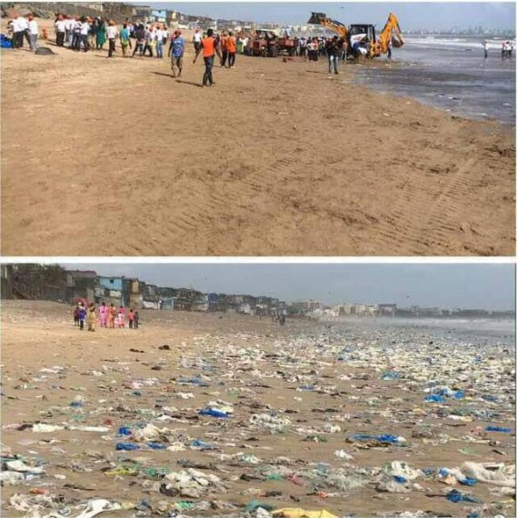 Афроз Шах з індійського міста Мумбаї організував прибирання одного з найбільш забруднених пляжів у світі, під назвою Версова