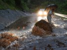 Последствия непогоды в Японии. Затопленная дорога в Гито, префектура Ойта. 5 июля