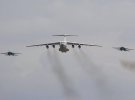 Украина на авиашоу была представлена двумя самолетами-истребителями Су-27 и военно-транспортным Ил-76