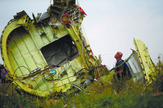 Розслідувач інспектує місце аварії літака MН‑17 Малайзійських авіаліній біля села Грабове на Донеччині 22 липня 2014 року