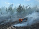 Тушение пожара на полигоне под поселком Гвардейское