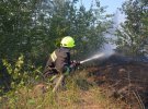 Тушение пожара на полигоне под поселком Гвардейское