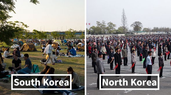 У своїх відео та фото чоловік показав разючу різницю сусідніх країн.