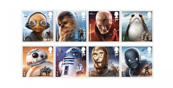 Британские марки с персонажами "Звездных войн"