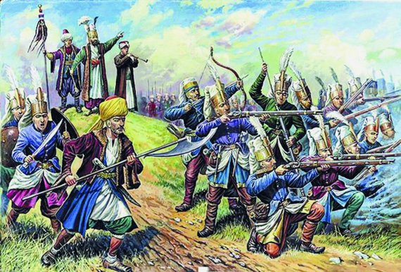 Яничари — османська гвардія, що формувалася з полонених-підлітків із православних країн. Їх навертали в іслам і посилено вчили військової справи