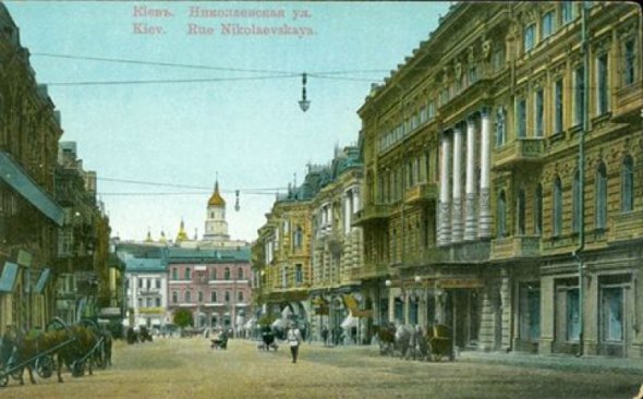 Вулиця Городецького  1895 року, де був сад та садиба професора Київського університету Фрідріха Мерінга