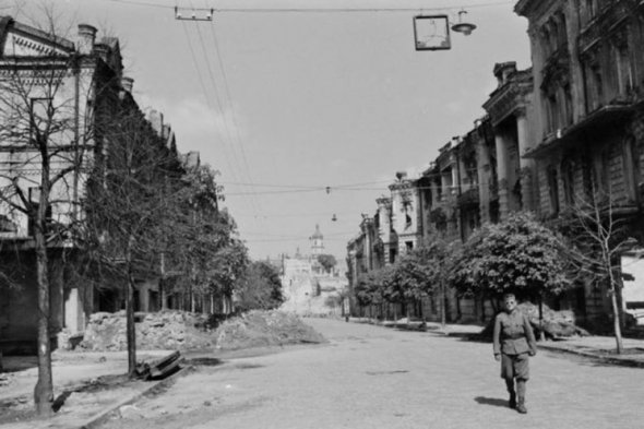 Вулиця Городецького  1895 року, де був сад та садиба професора Київського університету Фрідріха Мерінга