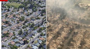 Город Санта-Роса до и после пожара