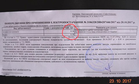 "Софії Київській" повідомили про "смішний" борг за електропостачання