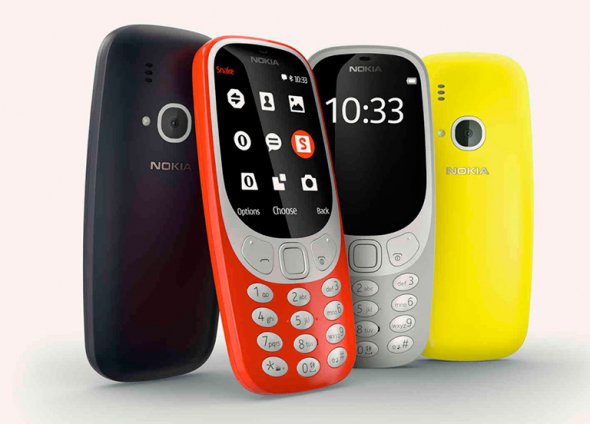 Nokia 3310 продается в четырех цветах - синем, красном, желтом и сером
