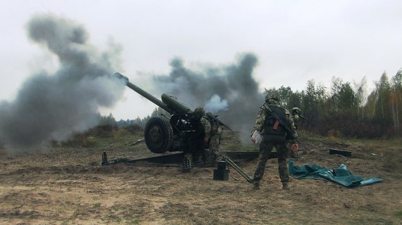 Украинская артиллерия на учениях