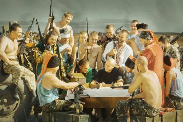 Інтерпретація картини від бійців 95 бригади ЗСУ, які пишуть листа Путіну