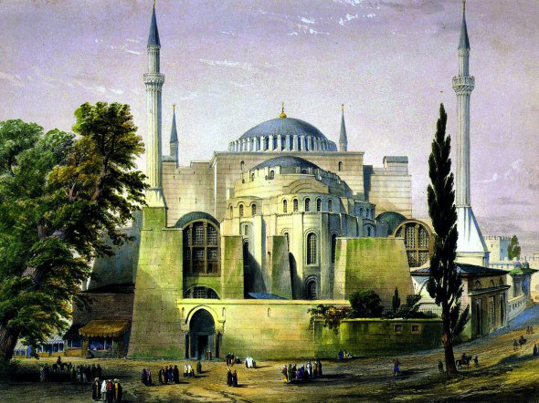 1453 року турки-османи захопили Константинополь – і Візантійська імперія припинила своє існування. У місцевому соборі Святої Софії вони зробили мечеть Ая-Софія – добудували мінарети і знищили все оздоблення, що мало християнське наповнення