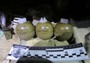 У селі Новоставці Теофіпольського району Хмельницької області працівники поліції вилучили у колишнього військовослужбовця 3 бойові гранати. Фото: Цензор.НЕТ