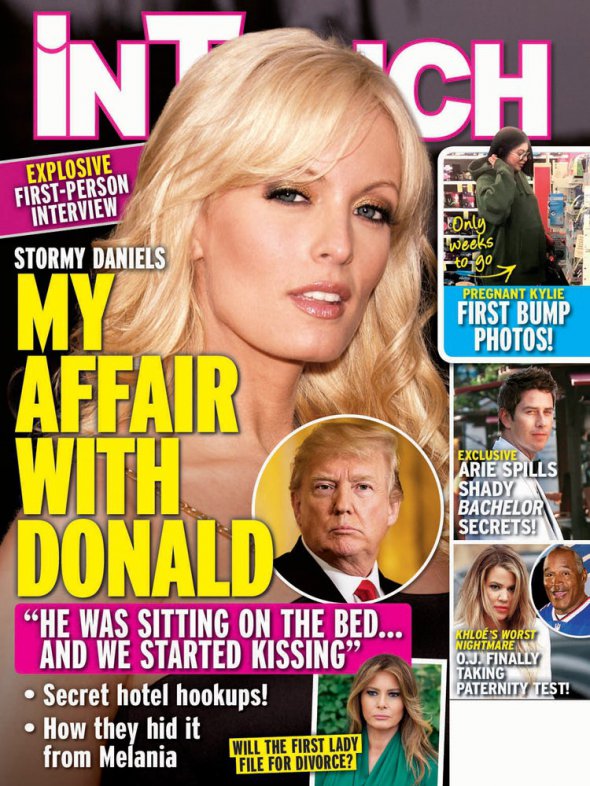 Обложка журнала In Touch, посвященная интервью порно-актрисы Сторми Дэниелс