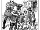 "Новый защитник" (7 декабря 1938 года). Гитлер: "Я не могу оставаться в стороне и наблюдать, как издеваются над маленькой бедной Чехословакией». Надписи на одежде детей: "Польша", "Рутения" ( украинское Закарпатье) и "Венгрия"