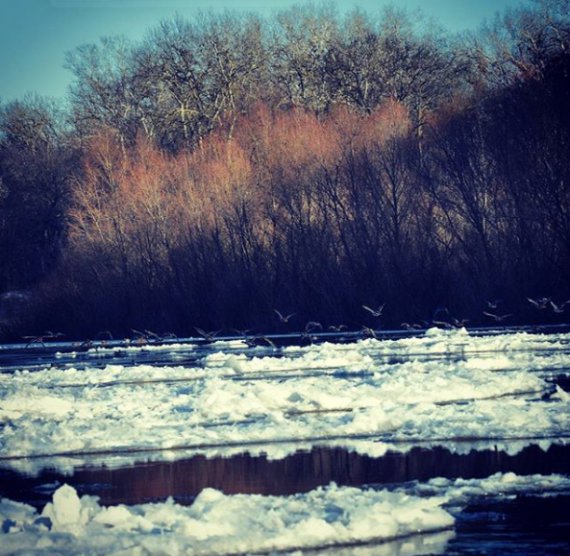 На Киевщине замерзла река Десна. Фото: Канал 24
