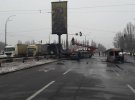 Авария в Киеве, в которой сгорело 4 автомобиля