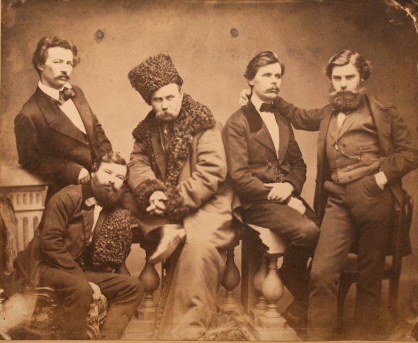 Тарас Шевченко з друзями. Честахівський другий праворуч