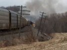 В США загорелся товарный поезд