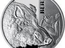 На реверсі монети ліворуч на дзеркальному тлі зображено вепра, праворуч від якого на матовому тлі - вертикальний напис Вепр.