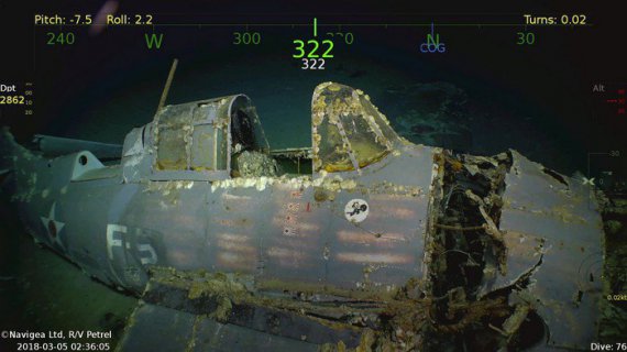 Исследования американца Пола Аллена позволило увидеть авианосец "Леди Лекс" - через 76 лет после затопления.