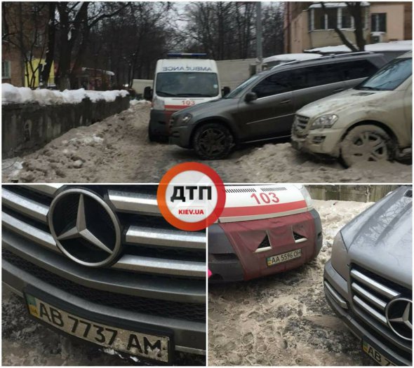 У школы №24 в Шевченковском районе Киева "герой парковка" оставил свой Mercedes и перекрыл движение автомобилей