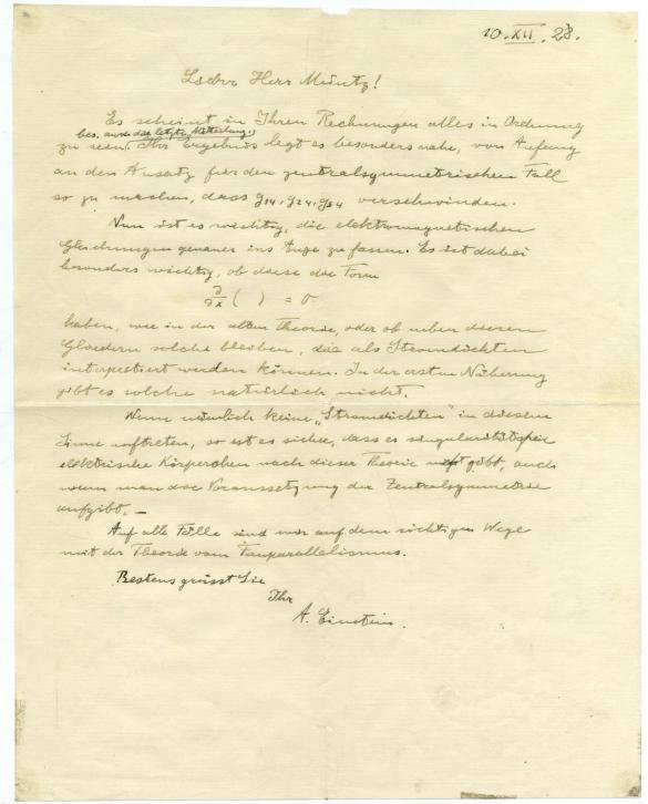 Письмо Альберта Эйнштейна, продали на аукционе за 103 тыс. долл.
