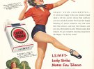 «Be Happy - Go Lucky!» Реклама, изображающая счастливых танцующих и поющих людей с сигаретой Lucky Strike. Опубликована в журнале «Life» 5 марта 1951 года.