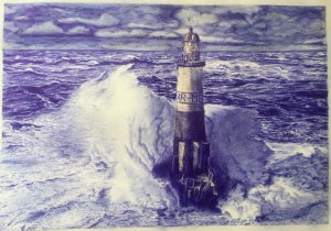 На одній із переданих картин журналіст Роман Сущенко намалював маяк Ар-Мен, що стоїть в Атлантичному океані поблизу острова Іль-да-Сен у французькому регіоні Бретань. Моряки називають його ”Пекло пекл”, бо океан біля нього завжди неспокійний