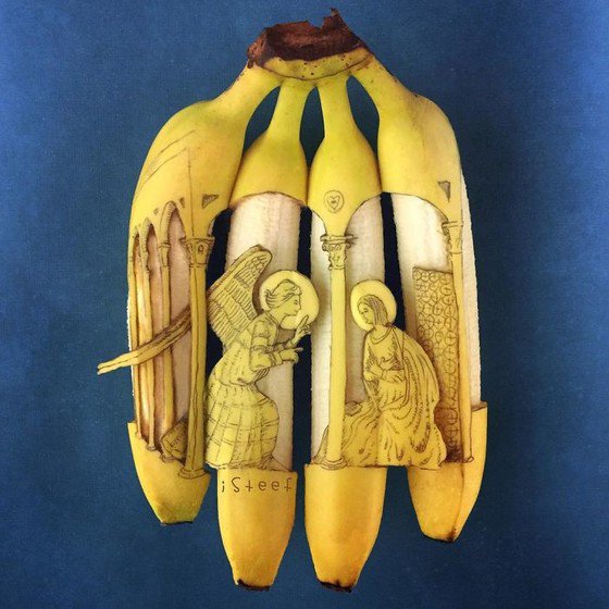 Стефан Бруш рисует картины на бананах в течение 7 лет