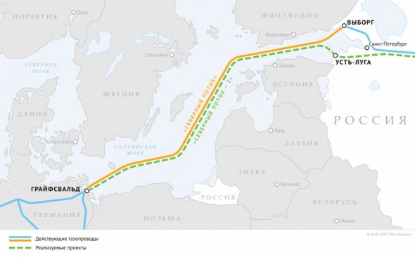 "Північні потоки" будуть паралельно йти 1200 км по дну Балтійського моря