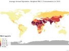 Страны, где воздух больше всего загрязнен твердыми микрочастицами