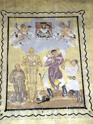 Богдан Хмельницкий на иконе в бывшем монастыре. По легенде гетман молился перед иконой Сокальской Богоматери в 1648 году