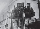 Руководство Карпатской Сечи выступает перед народом в День воссоединения. Хуст. 22 января 1939