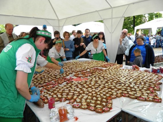 В Виннице на "Винсалофест" создали гигантский бутерброд с салом и хреном
