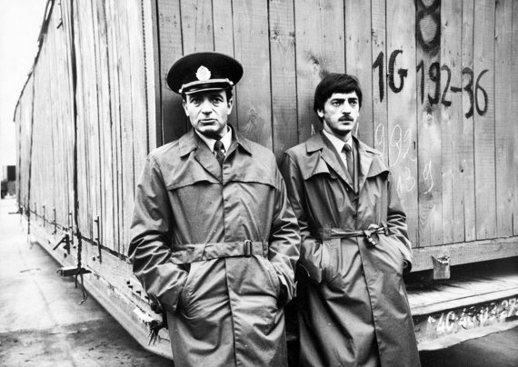 Михайло Боярський, Валентин Гафт. Фотографія до фільму "Митниця". 1982 рік.