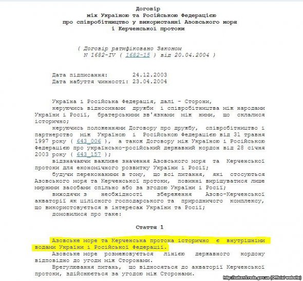 Закон про співробітництво в Азовському морі