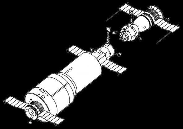 Схематическое изображение станции и корабля Союз. Фото: Википедия